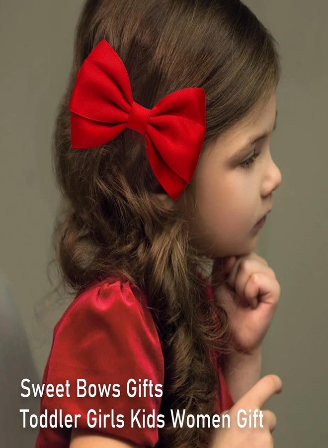 ZOLYCO 4.5 Inches Hair Bows for Girls Thick Ribbon Boutique Alligator Clips Hair Accessories for Baby Girls Toddlers Kids Teens 2 Pcs (Red) - Image 3